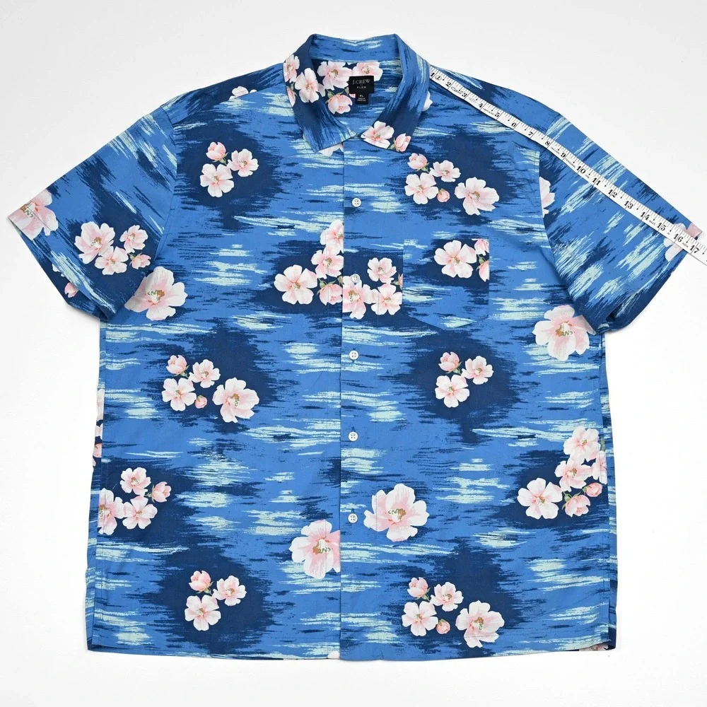 J Crew Mens Floral Short Sleeve Flex Performance‎ Stretch XL Button Up Shirt EUC
